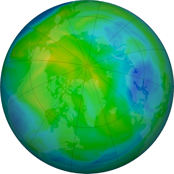 Arctic ozone map for 29 October 2021